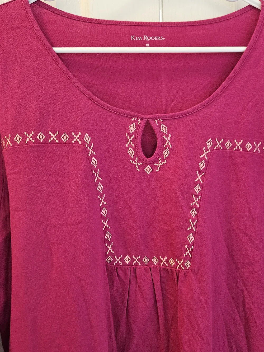 Kim Rogers Women’s Embroidered Tunic Top – XL – Bright Pink - Picture 4 of 7